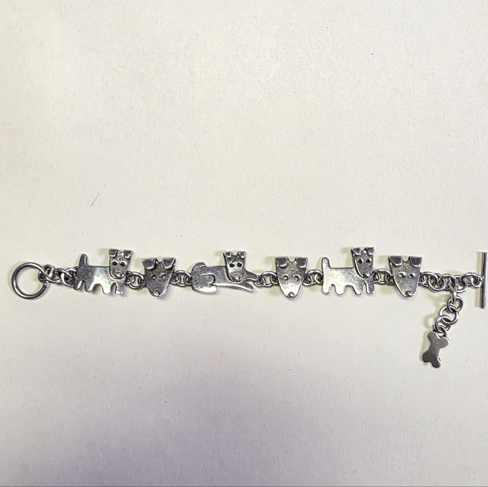 Sterling Silver Dog Charm Bracelet 6–6.5” Adjustable Toggle | 925 Mexico